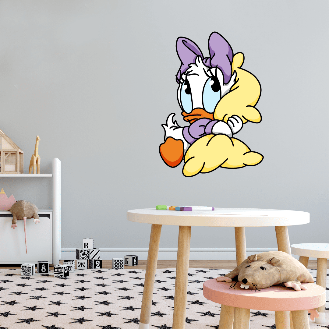 DS Inspirational Decal Walt Disney Daisy Duck Hugging A Pillow Vinyl Wall  Decal | 20