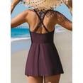thumbnail image 3 of Cupshe One Piece Swimsuit for Women Tummy Control Swim Dress Crisscross Ruched Skirted Bathing Suit with Bottom, 3 of 8