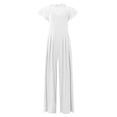 thumbnail image 3 of Women's Lace Cap Sleeve Wide Leg Jumpsuit Elegant High Neck Dressy Party Outfit, 3 of 6