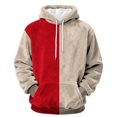 thumbnail image 5 of Otntypg Color Block Fuzzy Hoodies for Women Trendy Fall Winter Thick Warm Long Sleeve Drawstring Hooded Pullover Sweatshirts Fashion Sherpa Fleece Outwear Tops with Pockets Khaki XL, 5 of 7