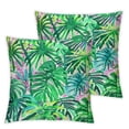 thumbnail image 2 of Acheng Watercolor Green Leaves Pillowcase Tropical Palm Leaf Throw Pillow Covers Summer Style Super Soft Square Sofa/Baby Room/Living Room/Crib/Home Decorations,2 Pcs (Jungle Plants) White, 2 of 6