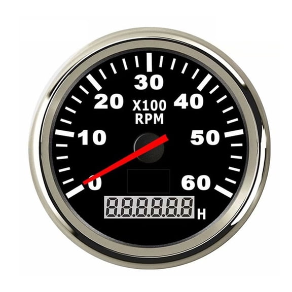 Universal Red Backlight 6K Tachometer Gauge with LCD Hourmeter For Car Yacht Boat Waterproof 6000 RPM Tacho meter 12V/24V ,Wide Application