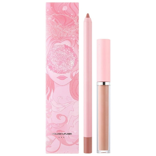 Rouges à Lèvres pour Femmes Imperméables à Crochet Ligne Stylo Rouge à Lèvres Stylo Moussant Crayon Contour des Lèvres Qui Ne Déteint Jamais Brillant à Lèvres 2 en 1 Boîte Tout-en-1 Brillant à Lèvres Imperméable Longue Tenue