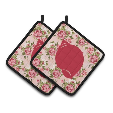

Shell Shabby Chic Pink Roses Pair of Pot Holders