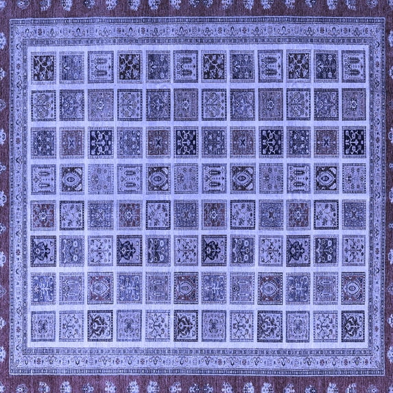 Ahgly Company Machine Washable Indoor Square Oriental Blue Modern Area Rugs, 4' Square