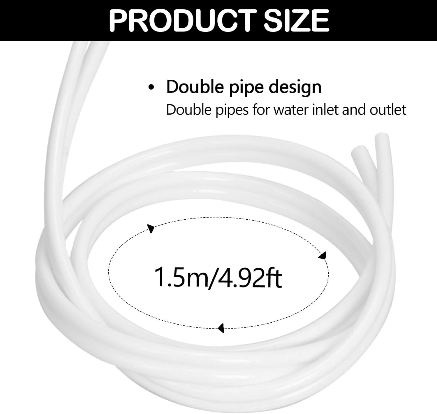 AWINQQ Water Purifier Hose Compatible with eSpring 100185 100188 Tubing Dual-Tube Flexible Hose, 1.5m Water Hose