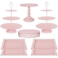 thumbnail image 1 of Juego de 8 piezas para tartas de metal, soporte de mesa de postre de 3 niveles, torre de exhibición de pasteles y bandeja para galletas para fiestas de cumpleaños, bodas, baby shower, 1 of 7