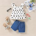 thumbnail image 2 of Vedolay Baby Girl Shorts Sets Girl's 2 Piece Outfits Solid Off Shoulder Crop Top and Strap Shorts Set,White 5-6 Years, 2 of 5