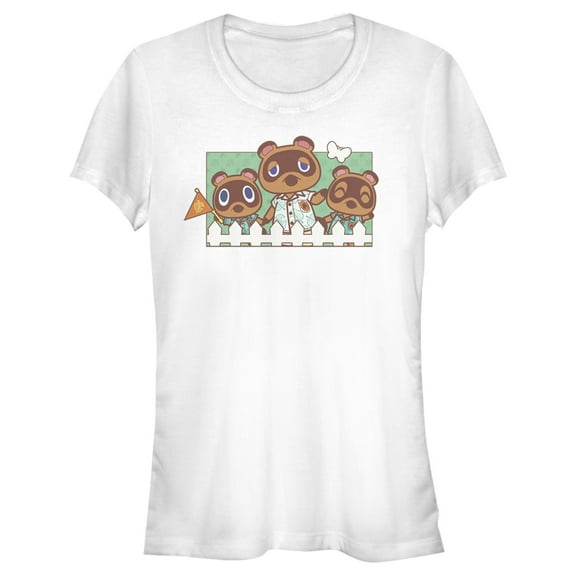 Junior's Nintendo Animal Crossing Nook Family Portrait Graphic Tee White 2X Large