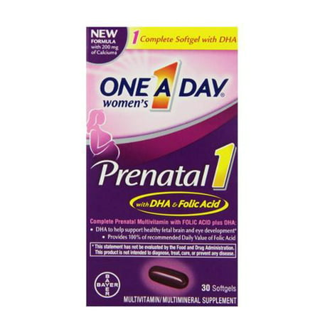 One-A-Day prénatale 1 avec DHA et acide folique, gélules 30 e bis (Paquet de 6)