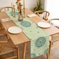 thumbnail image 3 of Table Runner 72 Inches Long for Kitchen Dining, Green Floral Dresser Scarf Farmhouse, Dining Table Decorations for Wedding/Parties, round Floral Ethnic Abstract Patterned 16 x 72 In, 3 of 8
