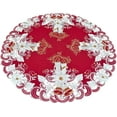 thumbnail image 2 of Christmas Candles, Bells and Poinsettia on Red Doily (24" Round), 2 of 4