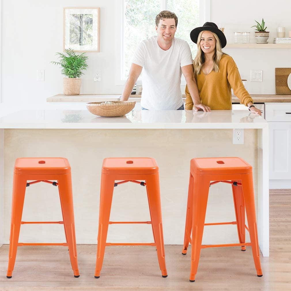 Counter Height Burnt Orange Kitchen Stools Set 27