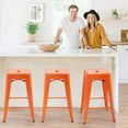 thumbnail image 4 of FDW Metal Stools Bar Stools 24 Inch Counter Height Stackable Barstools Indoor Outdoor Patio Furniture Dining Backless Kitchen Bar Set of 4, Orange, 4 of 7