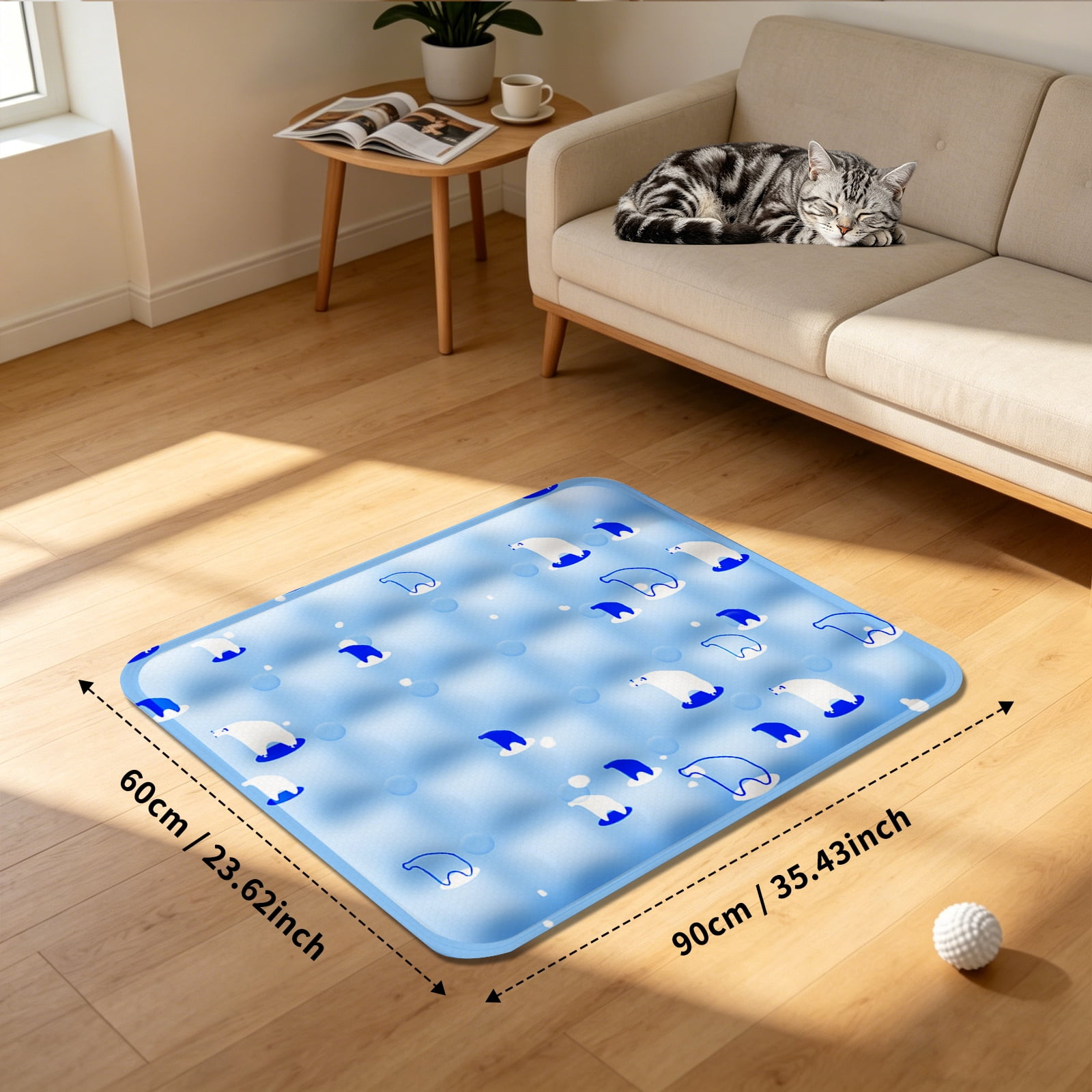 Pet Cooling Mat, Instant Cool Gel Pad for Dogs & Cats, Summer Instant Chill No Refrigeration, Portable Reusable Sleeping Bed (60*90cm/23.62*35.43in)