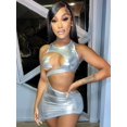 thumbnail image 2 of Sexy Silm Hollow Out Bodycon Dress For Women Clothes O-Neck Folding Lace-up Outfit Streetwear Backless Metallic Vestido De MujerL (175cm 65kg) Gao Jinjia LED, 2 of 2