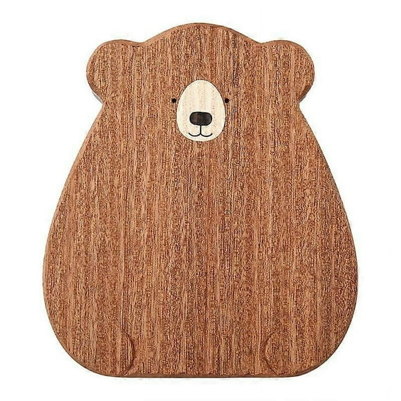 Wooden Board Cutting Board Cute Bear-Shaped Bread Tray Black Walnut Kitchen Board,Coffee Color