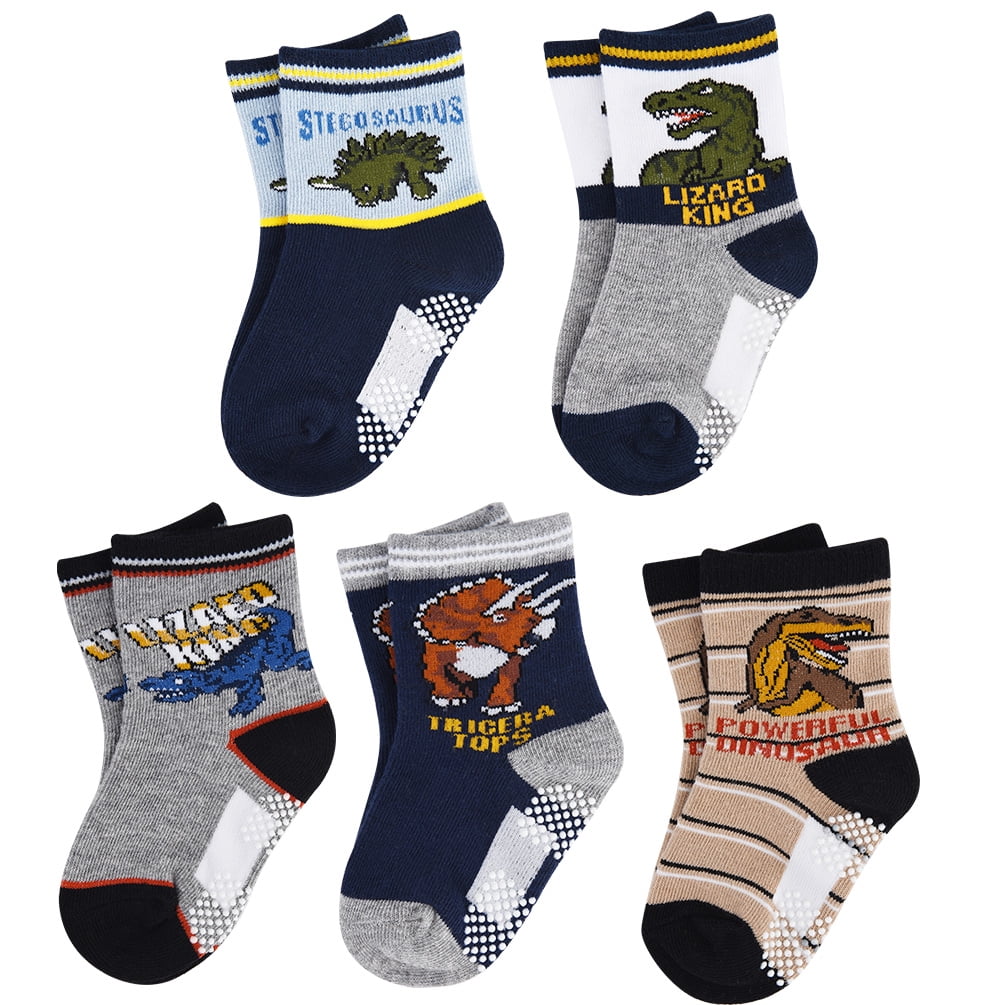 Kids Boys Cartoon Dinosaurs Pattern Sport Socks Crew Socks for 03 Years Old, 5 Pairs Walmart