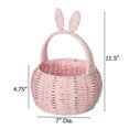 thumbnail image 4 of Wickerwise Hand-Woven Easter Bunny Ear Basket with Handle – Multi-Purpose Paper Rope Wicker Basket for Easter Egg Hunts, Picnics, Flower Arrangements, Food Storage, Party, and Home Decor, Pink, 4 of 7