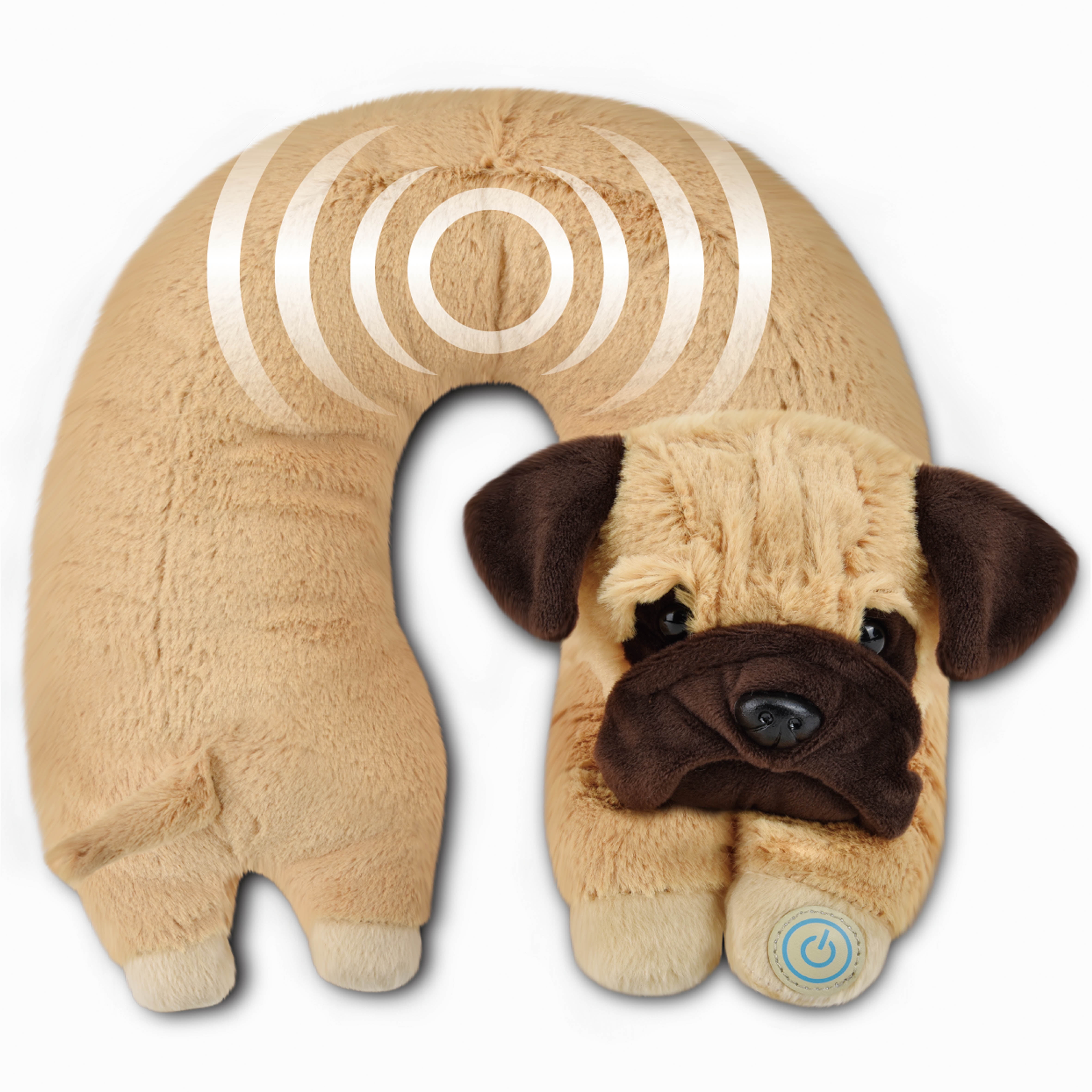 Health Touch Neck Massaging Massager Gift with Relaxing Vibration, Beige Pug Dog