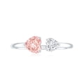 thumbnail image 3 of Rosec Jewels Lab Grown Pink White Diamond Toi Et Moi Heart Promise Ring - 1 Ct - Fancy Pink Color - VVS Grade - Gift For Women, 18K White Gold, US 4.00, 3 of 7