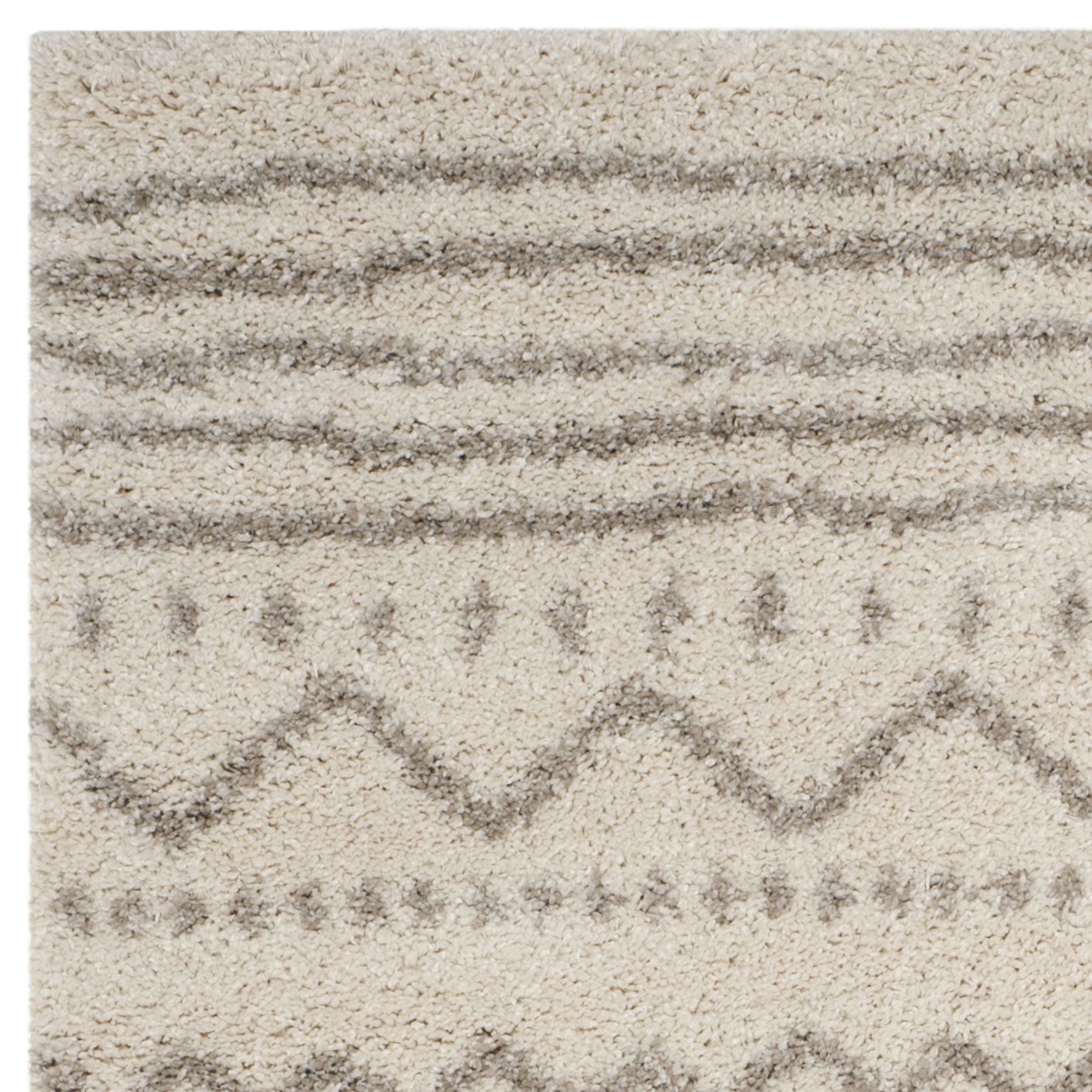 SAFAVIEH Arizona Teagan Geometric Striped Shag Area Rug, Ivory/Beige, 11' x 15'