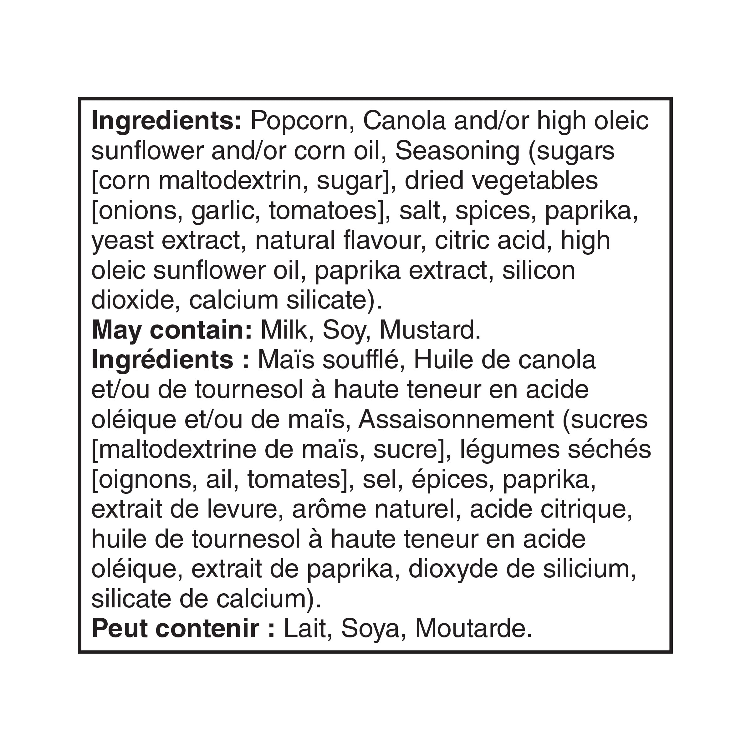 Maïs soufflé aromatisé naturellement au Masala Série Recettes Secrètes Great Value 190 g