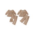 thumbnail image 2 of Cjfdfy Toddler Baby Girls Plaid Outfit Fashionable Long Sleeve Doll Collar Tops With Pants 2Pcs Fall Set Cute Pink Brown Plaid Fall Winter Outfit Size 6M-4Y, 2 of 6