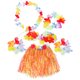thumbnail image 1 of EeaseMX Conjunto de 6 faldas de baile hawaianas tropicales con flores, collar, pulseras, diadema y sujetador, 40 cm (falda colorida), 1 of 8
