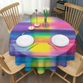 thumbnail image 3 of Colorful Striped Tie Dye Pattern Round Tablecloth 60"x60",Wrinkle Wipeable Table Cloth for Kitchen Dining Room Picnic Patio Party, 3 of 6
