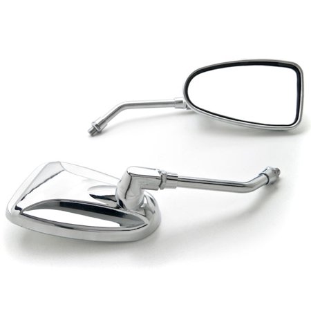 Atv Plastics Body Honda Krator Universal Motorcycle Cruiser Scooter Moped ATV Mirrors Chrome + Bolt Adapters Fits Most Harley Suzuki Honda Kawasaki Cruisers Touring Sportbike Scooters Rear View - Free Adapters ()