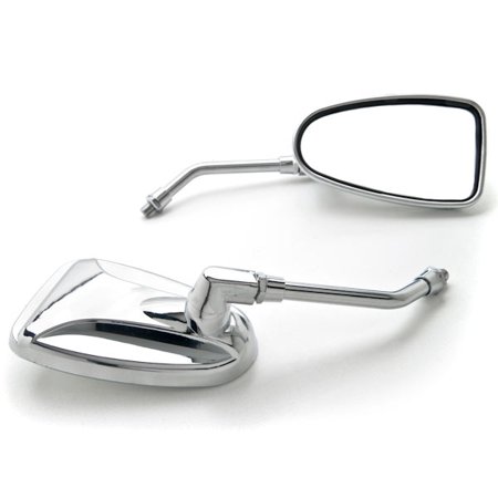 Krator Universal Motorcycle Cruiser Scooter Moped ATV Mirrors Chrome + Bolt Adapters Fits Most Harley Suzuki Honda Kawasaki Cruisers Touring Sportbike Scooters Rear View - Free (Best Off Road Touring Motorcycle)