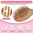 thumbnail image 2 of Mini cepillo de pelo de bambú y madera, peine desenredante antiestático para mujeres y niños, ideal para masajes capilares en viajes., 2 of 5