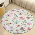 thumbnail image 4 of Floral Colorful Flower Soft Bedroom Round Area Rug, Washable Cute Nursery Circle Throw Mat, Non-Slip Contemporary Small Low Pile Floor Carpet for Dorm Bedside, 4 of 6
