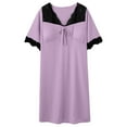 thumbnail image 2 of Fall/Winter Savings! Swuxness Women's Short Sleeved Nightdress, Women's Nightgowns, Womens Solid Color Comfortable Soft Breathable Lightweight Loose Fitted Nightgowns for Women Purple, XL, 2 of 4