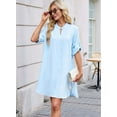 thumbnail image 5 of Womens Button Down Shirt Dress Oversized Casual Short Sleeve Collared V Neck Summer Mini Dresses XL, 5 of 6