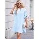 thumbnail image 5 of Vestido Camisero de Verano para Mujer, Informal, de Corta, con Botones y Cuello en V, Talla Grande Azul XL, 5 of 6