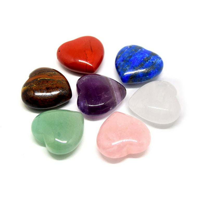 40 Pack Heart Crystals Stones Healing Crystal Palm Natural Polished Love Shaped Gemstones Rose Quartz Amethyst Assorted Set Bulk Wholesale Reiki