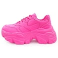 thumbnail image 2 of Berness Women Chunky Platform Sneakers Lace Up Fashion Trainers Thick Sole Casual Walking Light Weight Shoes BLAIR Hot Pink Fuchsia 8, 2 of 6