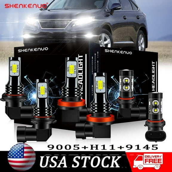 For Lexus RX350 2007 2008 2009 LED Headlight Bulbs High/Low Beam   Fog Light Kit