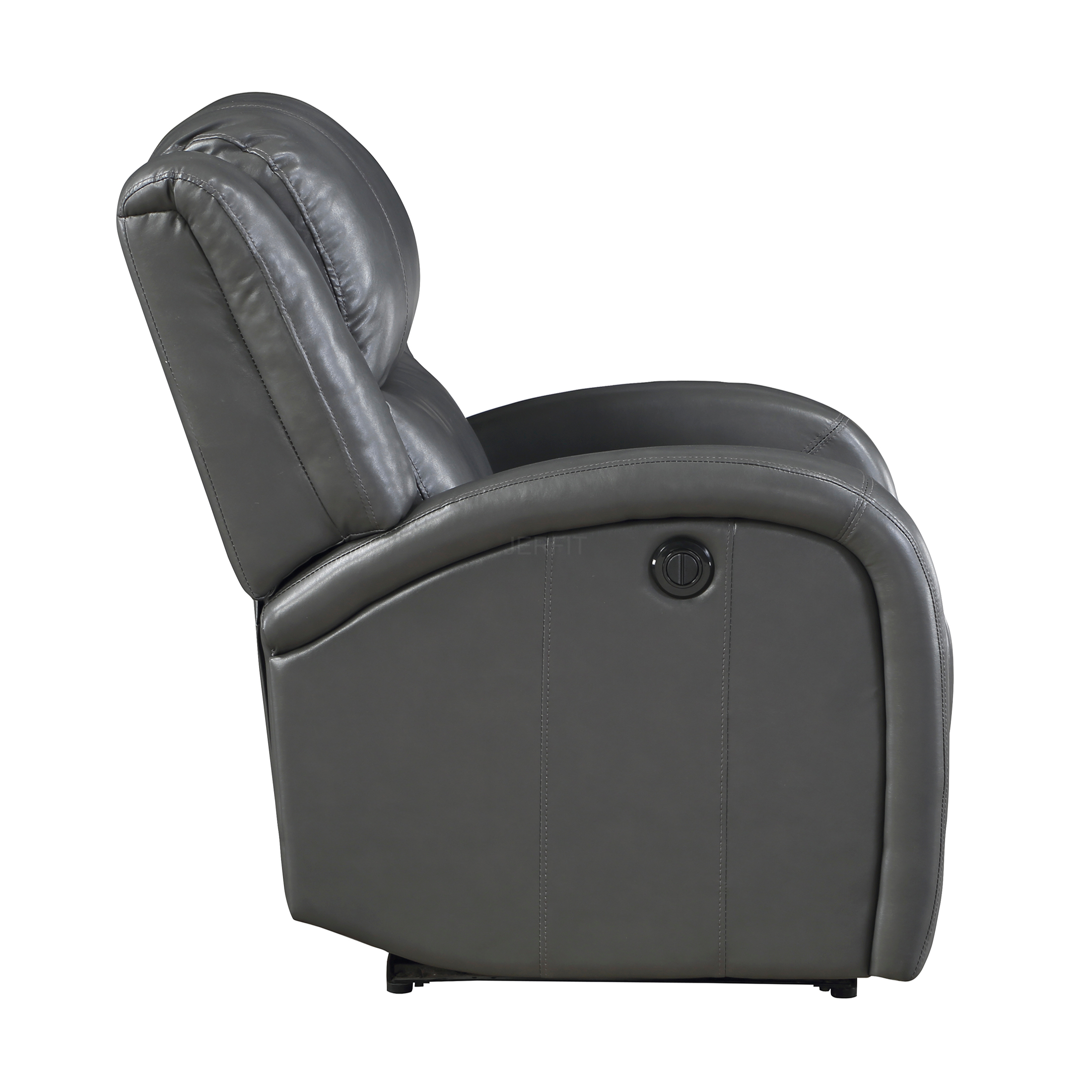 JERFIT Modern Power Recliner Chair with Push-Button Control, Plush Gray Faux Leather Reclining Chair for Living Room, Ergonomic Single Recliner Sofa Chair