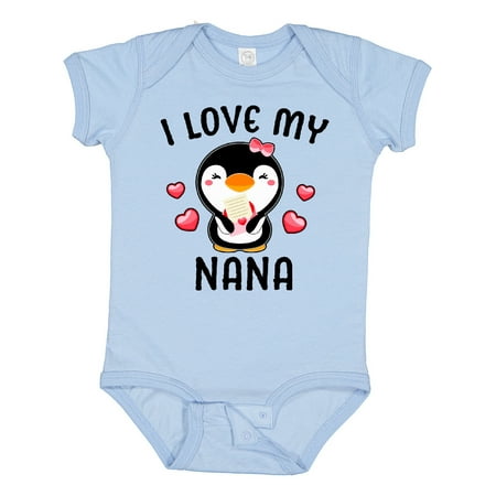 

Inktastic I Love My Nana with Cute Penguin and Hearts Gift Baby Girl Bodysuit