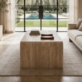 thumbnail image 5 of Dayalane 47" Mid Century Modern Rectangular Travertine Coffee Table, Minimalist Waterfall Center Table, Large Sofa Table with Rounded Edges for Living Room, 5 of 11