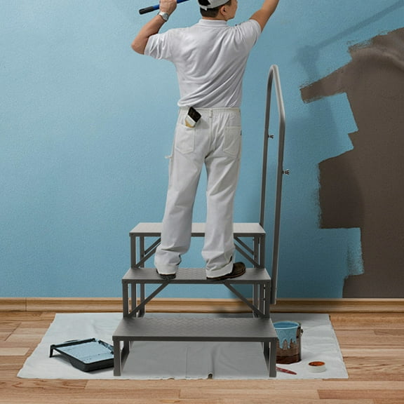 RV Steps with Handrails, 3 Steps Ladder Hot Tub Steps with Anti-Slip Texture, Portable Stairs Steps for Hot Tubs, Campers, Mobile Home Steps Outdoor Step