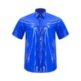 thumbnail image 6 of vastwit Men Plastic Oversized Shirts Pants Set Waterproof Two-piece Outfit Sweat Suit Jogging Sportswear Royal Blue XL, 6 of 7