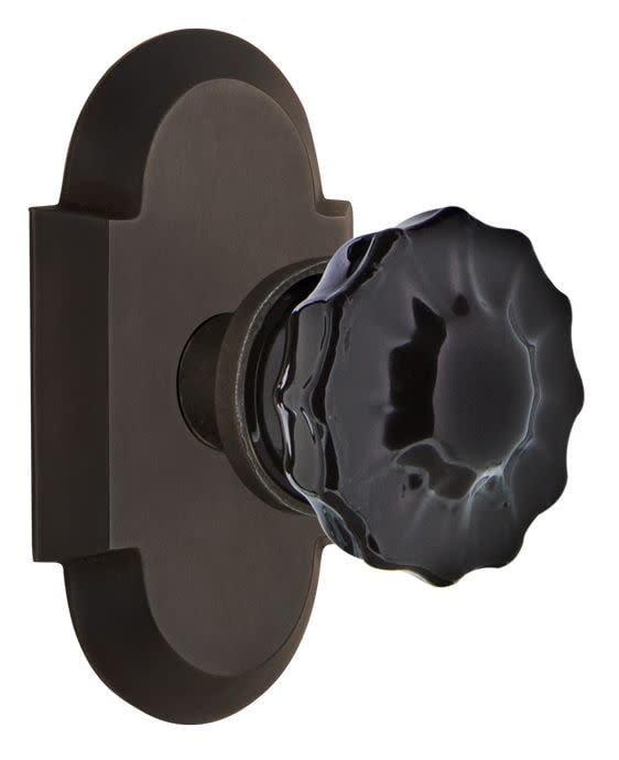 Nostalgic Warehouse Black Crystal Door Knob with Cottage Plate
