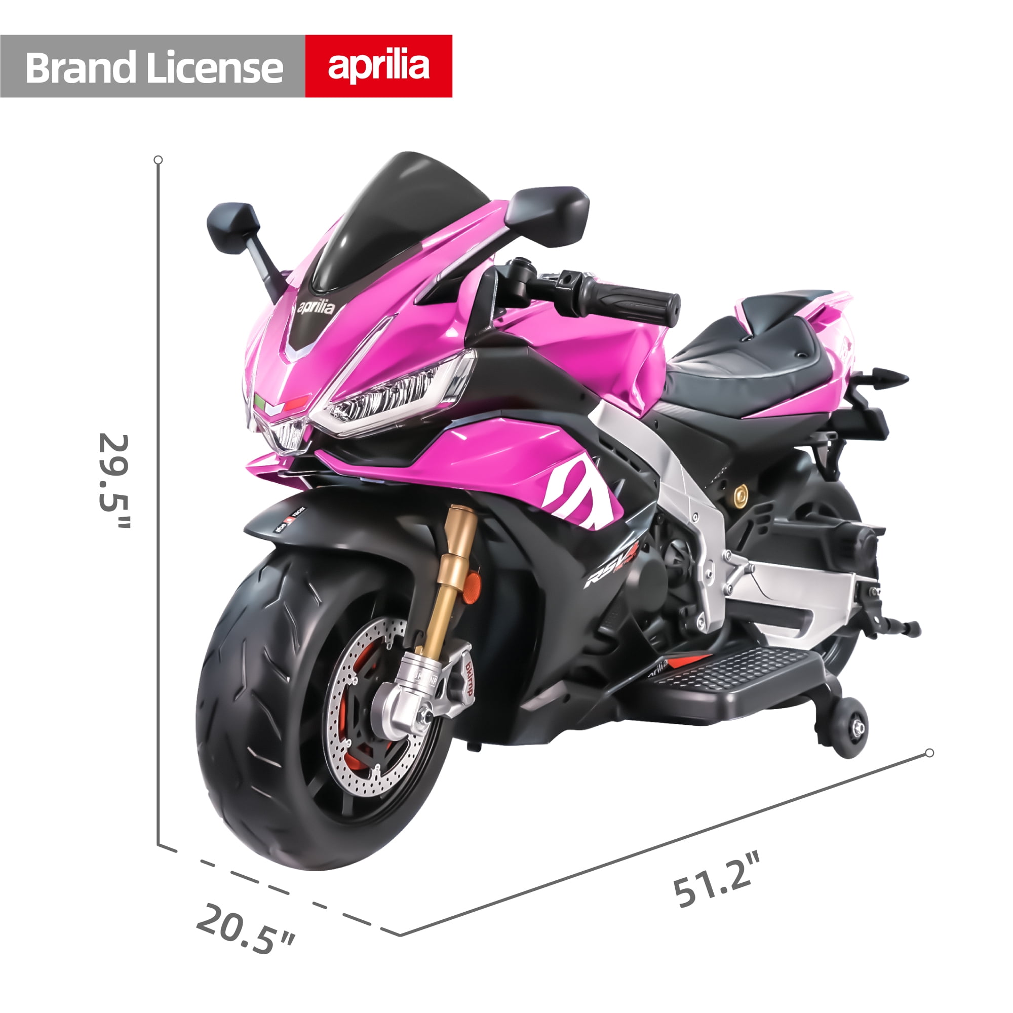 BKIRNP Aprilia 24V Kids Motorcycle Electric Motorbike Ride on Toy w/LED Lights Bluetooth Music Battery Powered 6MPH for Kids 3-6 Years Old