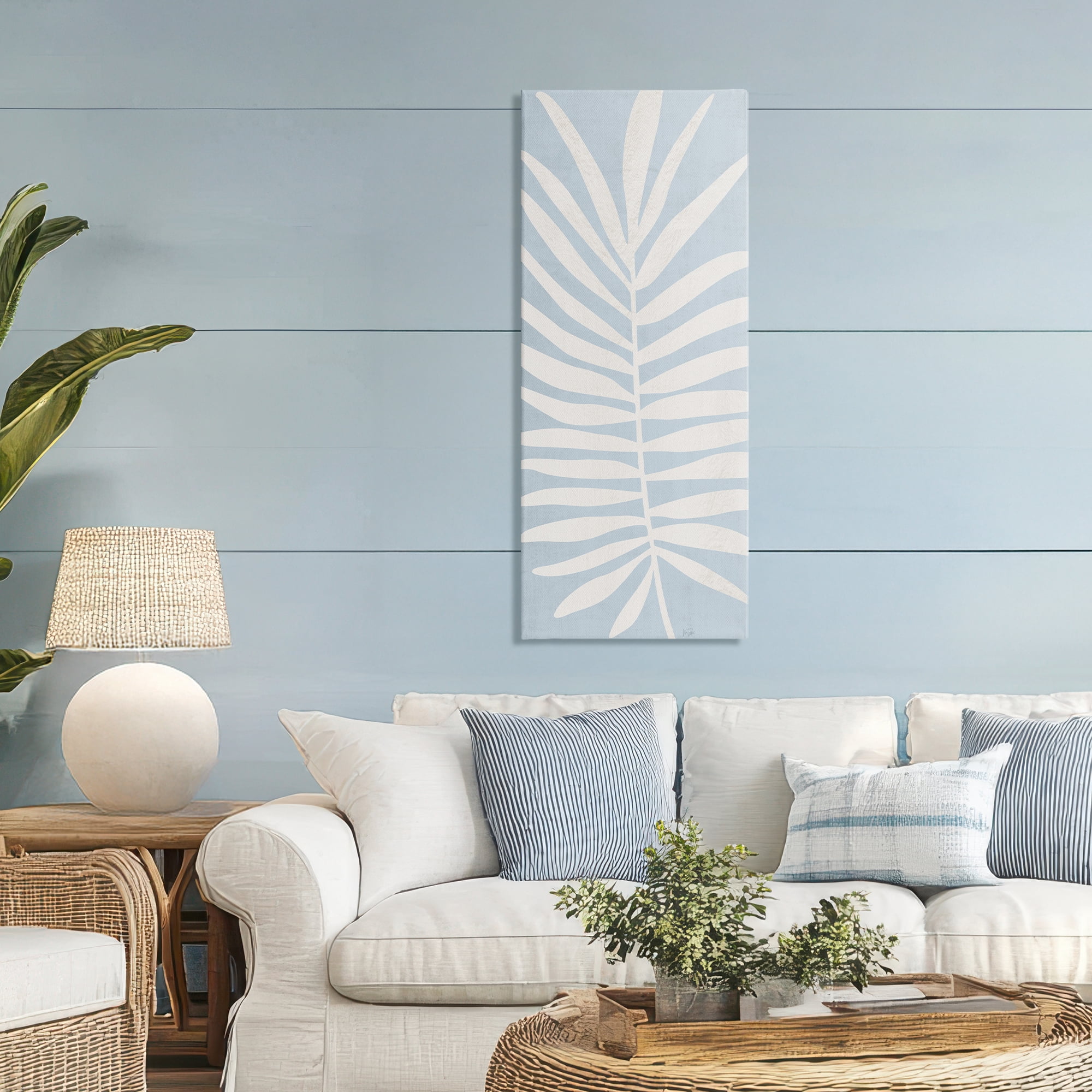 Stupell Industries Leaf Silhouette on Sky Blue Canvas Wall Art, design by Natalie Carpentieri