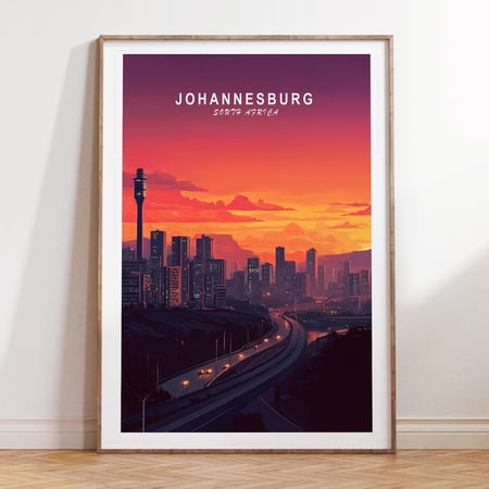 Johannesburg South Africa Urban Cityscape Wall Art, Unframed Paper Print Size 8x12