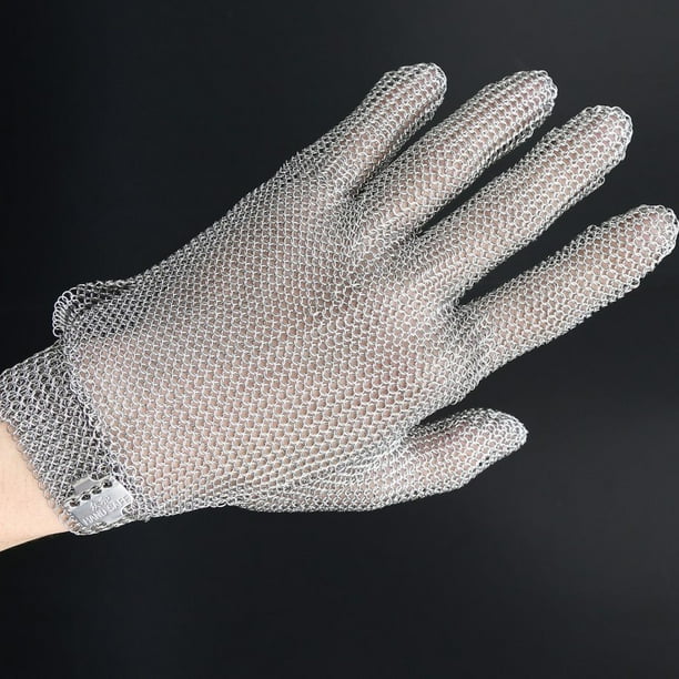Guante de cota de malla de malla metálica de acero inoxidable resistente a cortes de alto nivel Guante de carnicero para cortar carne Procesamiento de alimentos Afilado de cuchillos (S)